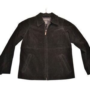 Copper Key Kids‎ Genuine Leather Jacket Size L Black Collared Zip Front